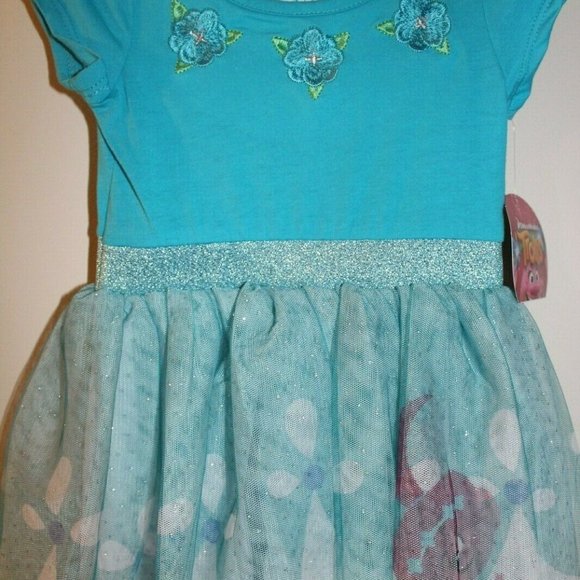 Trolls Poppy Toddler Tutu Dress in Blue + Hair Bow - Picture 2 of 8